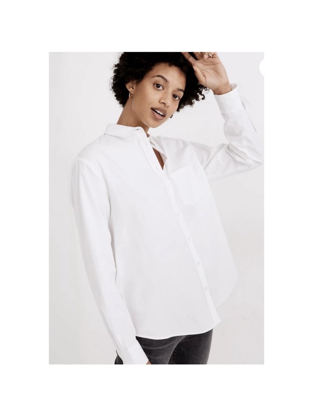 Madewell White Relaxed Button Down Shirt Cotton Modal XS MC778
